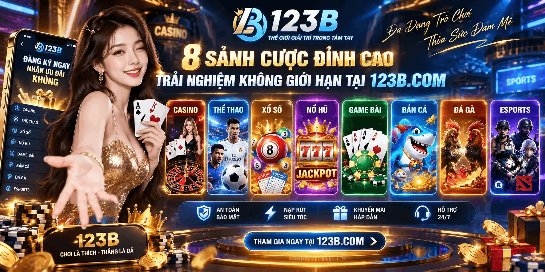 Các sảnh cược nổi bật tại 123B.COM